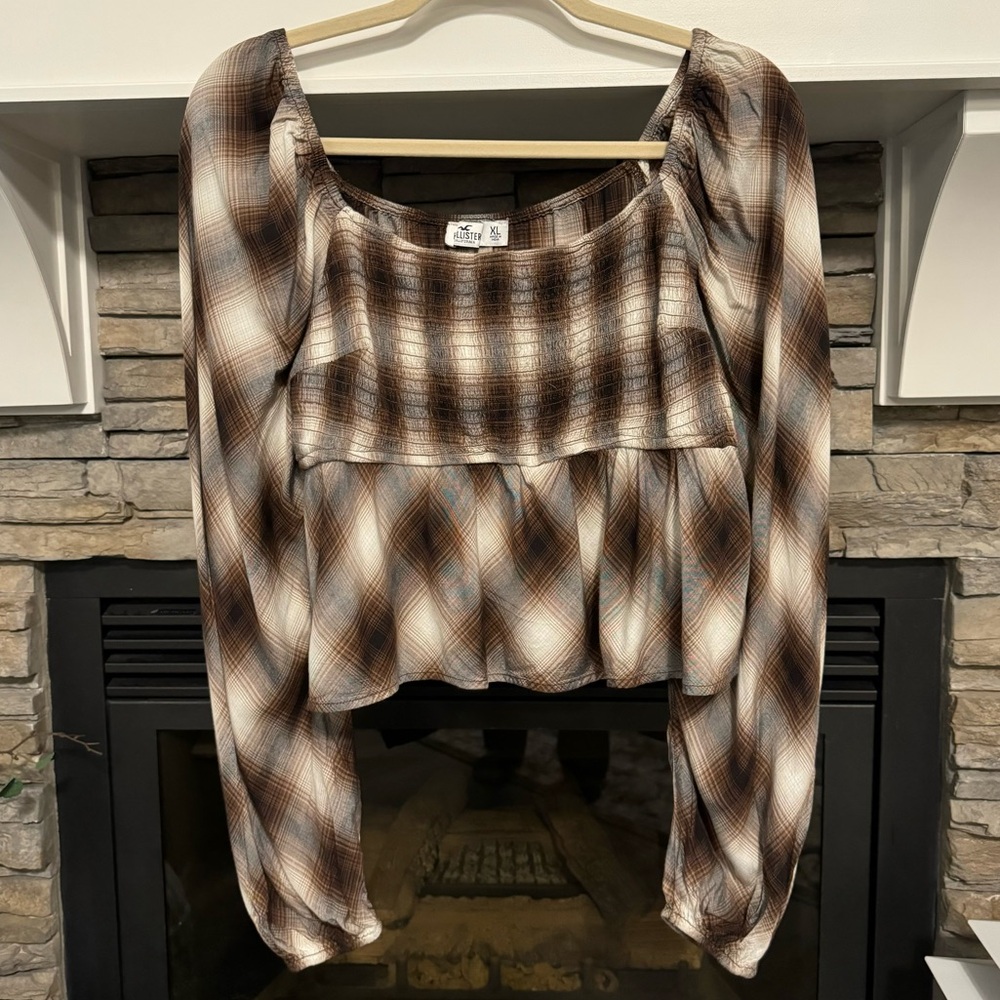 New Without Tags Hollister Plaid Blouse Top Size XL